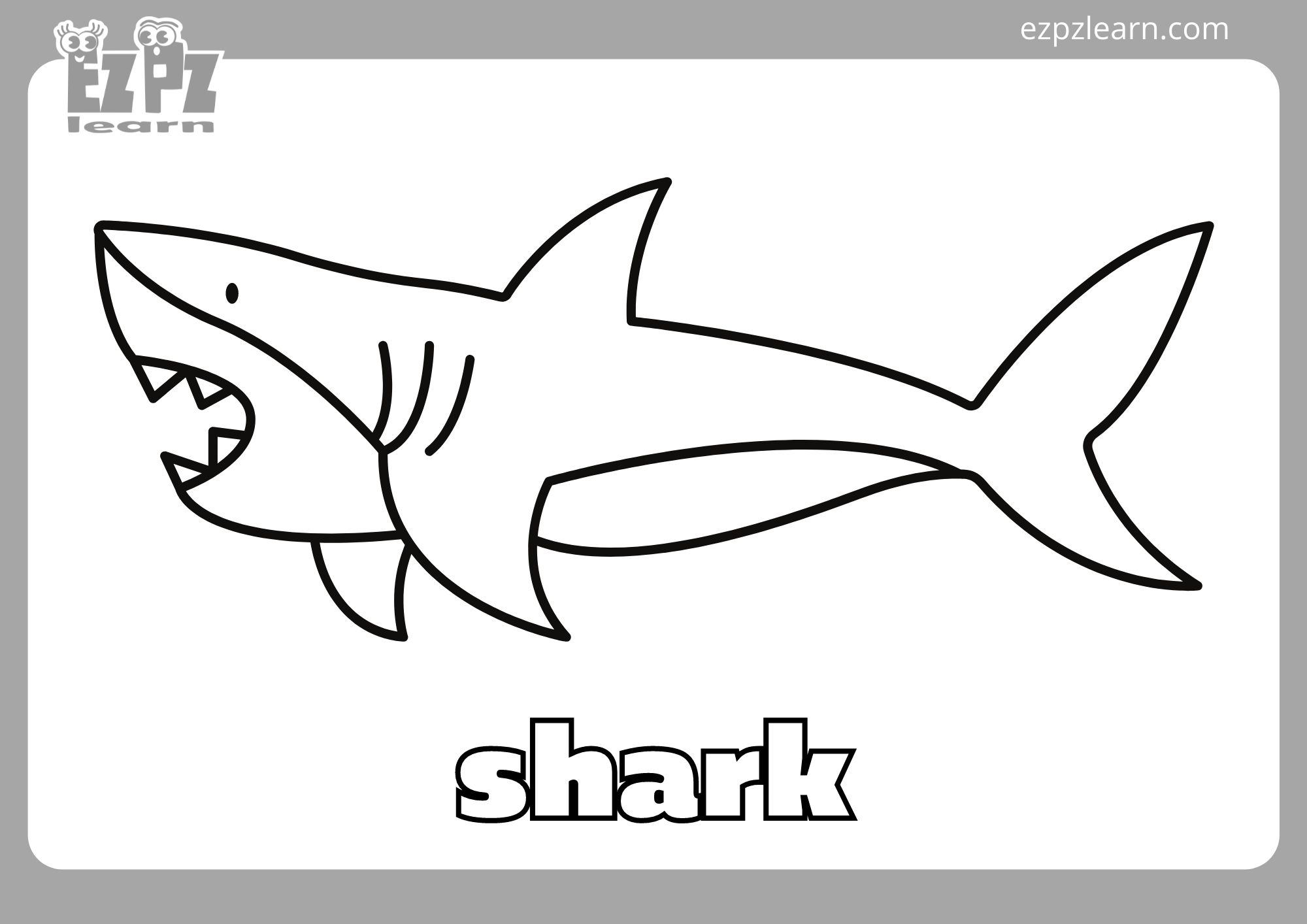 Shark Coloring Page - Ezpzlearn.com